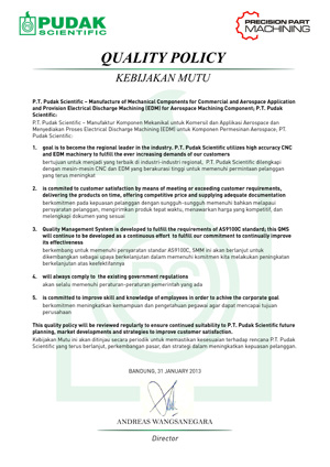 Quality Management Statement of The Company